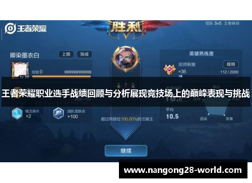 王者荣耀职业选手战绩回顾与分析展现竞技场上的巅峰表现与挑战