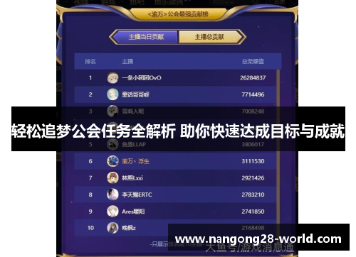 轻松追梦公会任务全解析 助你快速达成目标与成就