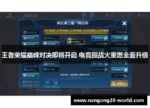 王者荣耀巅峰对决即将开启 电竞圈战火重燃全面升级